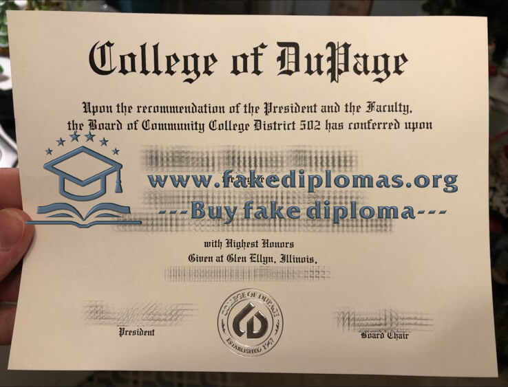 Buy College of Dupage fake diploma, Fake College of Dupage degree.