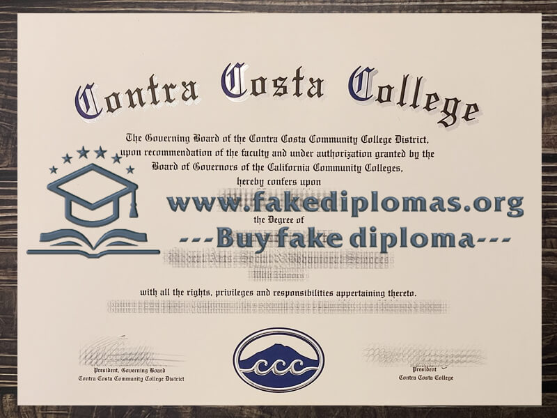 Buy Contra Costa College fake diploma, Fake Contra Costa College certificate.