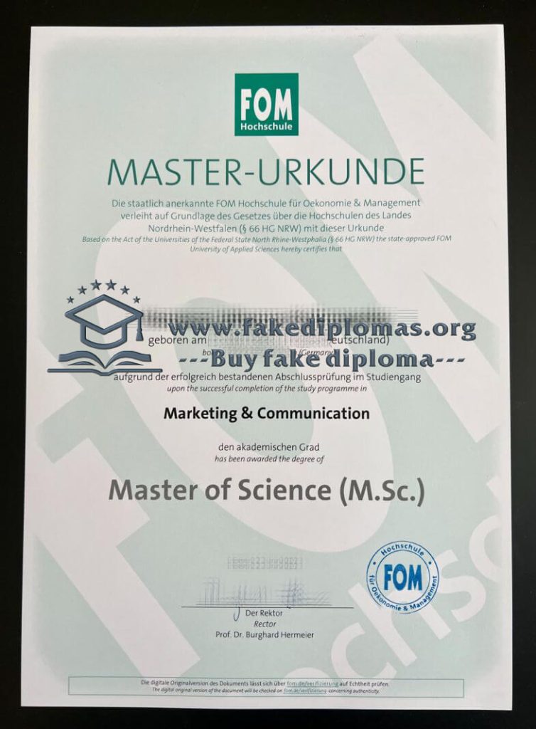 Buy FOM Hochschule fake certificate, Fake FOM Hochschule diploma.