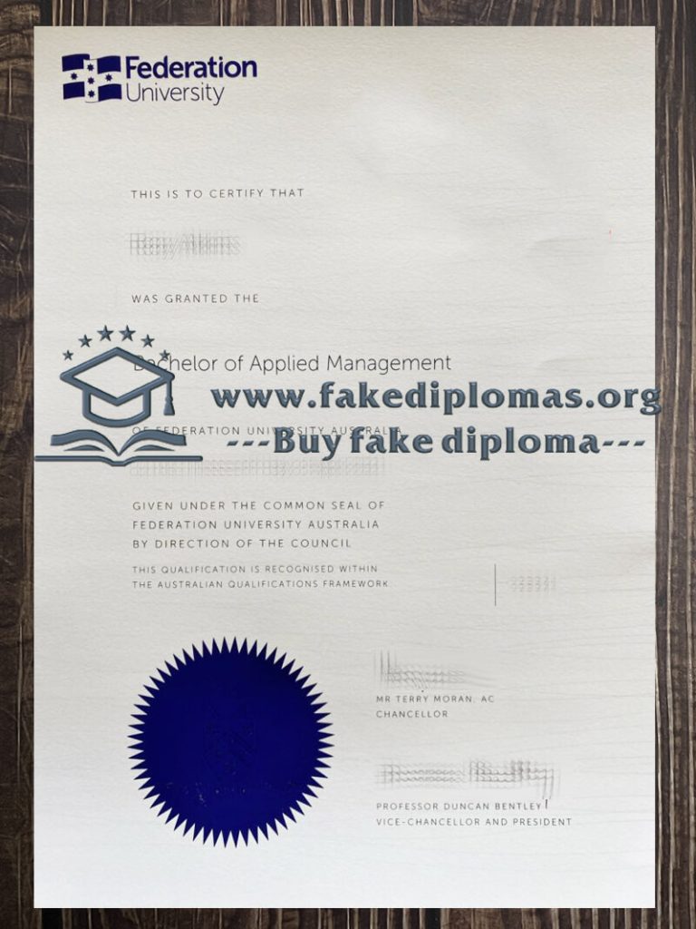 Buy Federation University fake diploma, Fake FedUni degree.