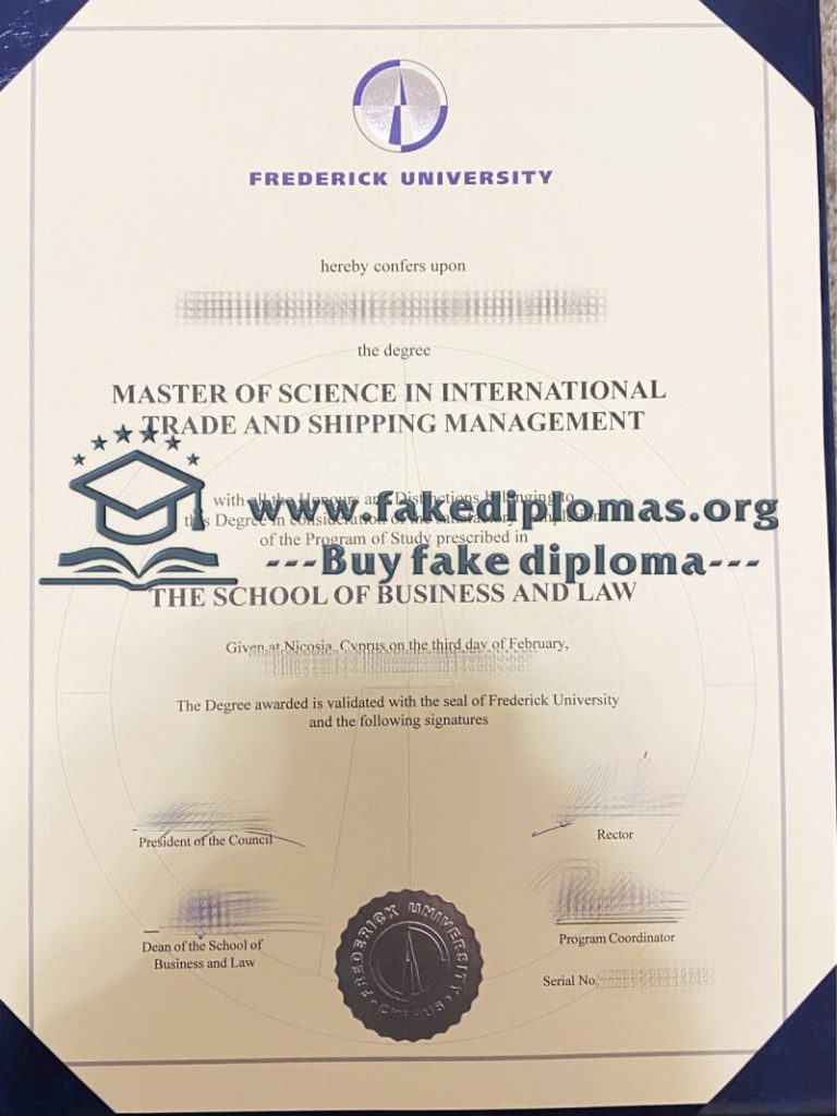 Buy Frederick University fake diploma, Fake Frederick University degree.