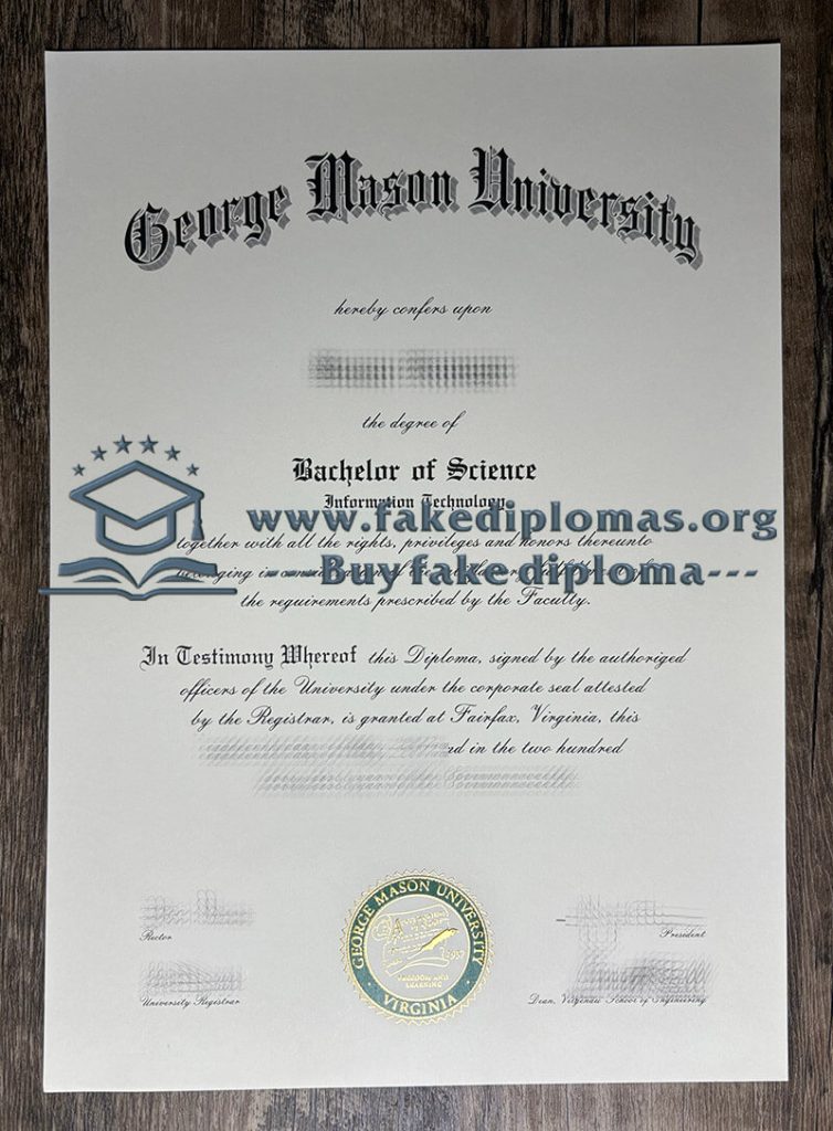 Buy George Mason University fake diploma, Fake GMU degree.