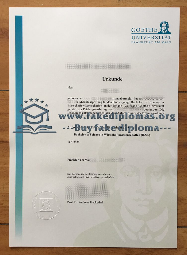 Buy Goethe Universität Frankfurt am Main fake diploma.