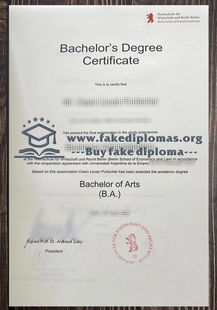 Buy Hochschule für Wirtschaft und Recht Berlin fake diploma.