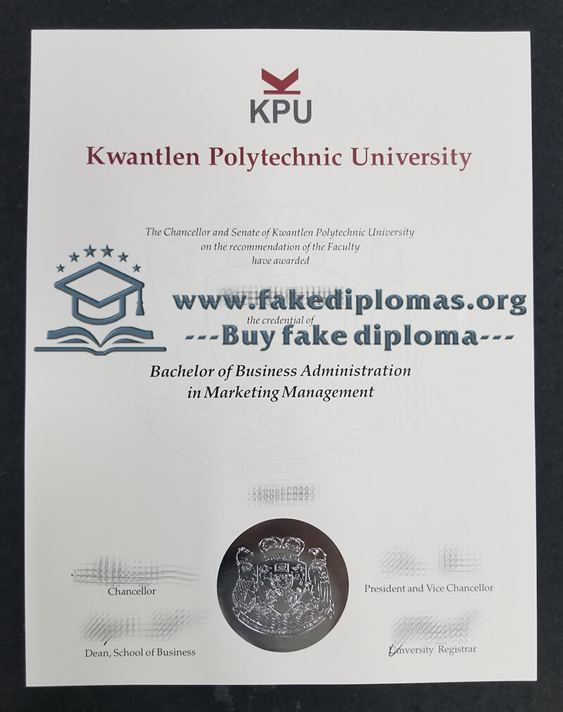 Buy Kwantlen Polytechnic University fake diploma, Fake KPU degree.