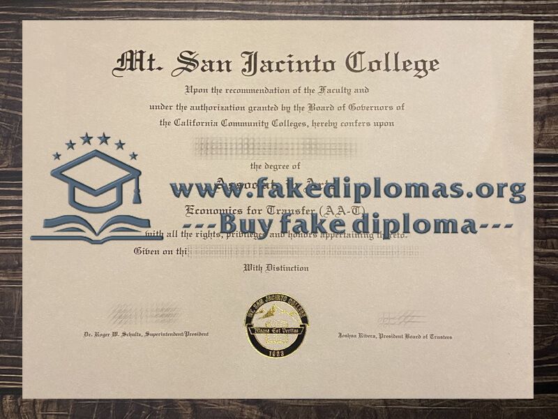 Buy Mt San Jacinto College fake diploma, Fake MSJC degree.