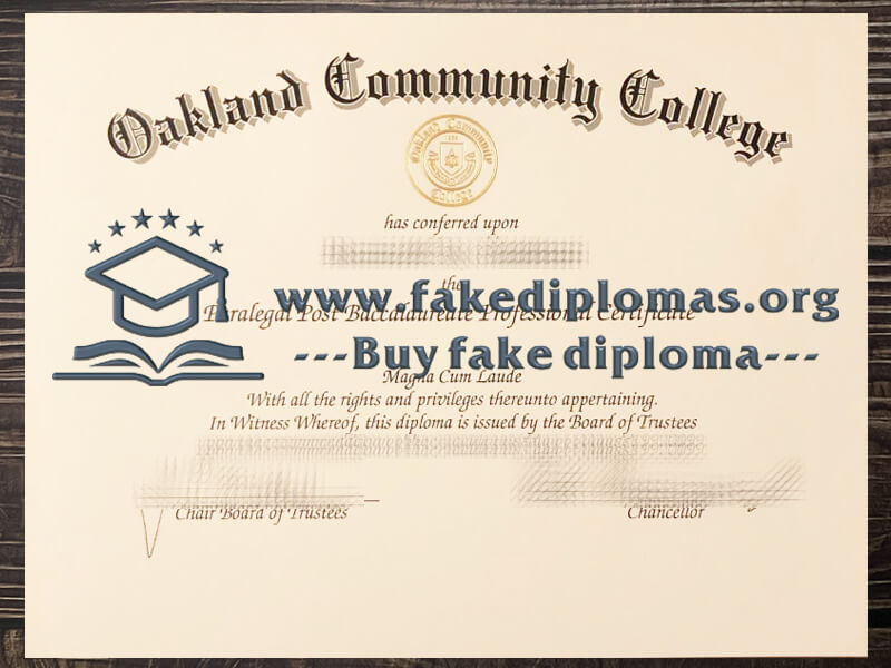 Buy Oakland Community College fake diploma, Fake OCC degree.