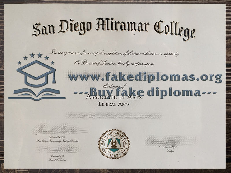 Buy San Diego Miramar College fake diploma, Fake San Diego Miramar College degree.