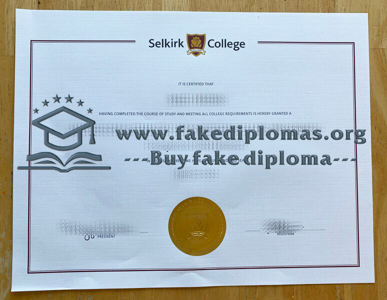 Buy Selkirk College fake diploma, Fake Selkirk College certificate.