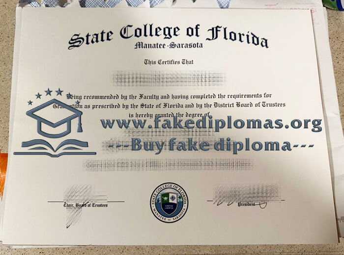 Buy State College of Florida Manatee Sarasota fake diploma, Fake SCF degree.