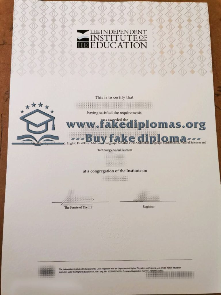 Buy The Independent Institute of Education fake diploma, Fake IIE certificate.