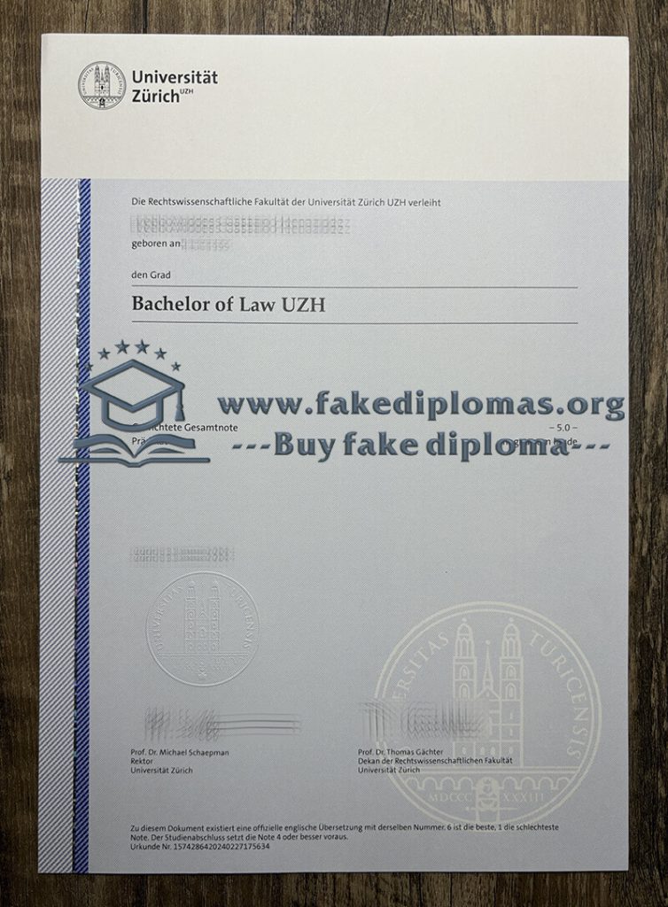 Buy Universität Zürich fake diploma, Fake UZH certificate.