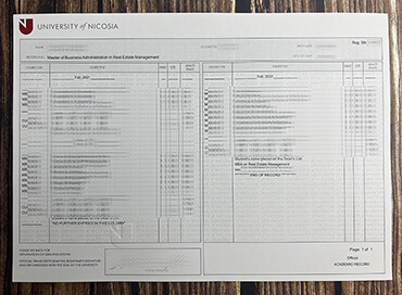 Process of University of Nicosia transcript.