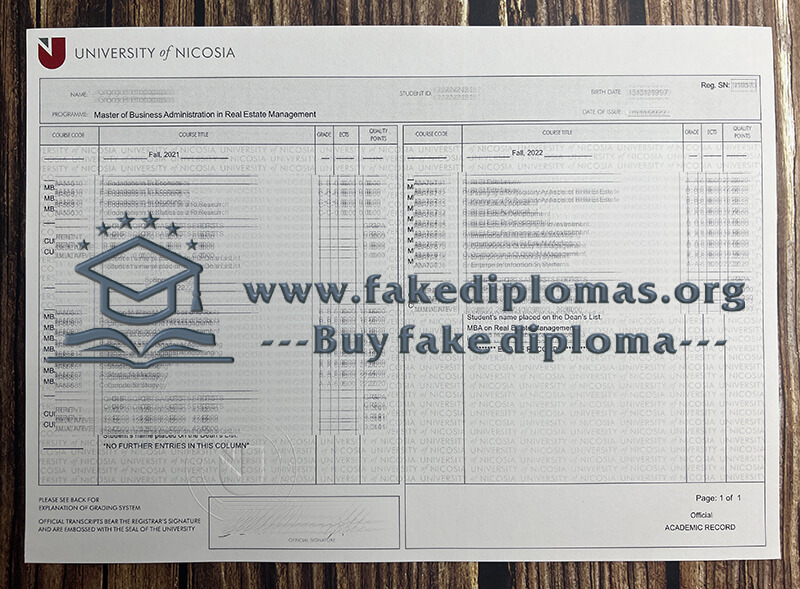 Buy University of Nicosia fake transcript, Fake University of Nicosia diploma.