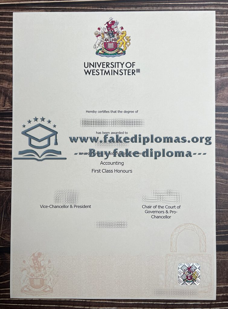 Buy University of Westminster fake diploma, Fake University of Westminster degree.