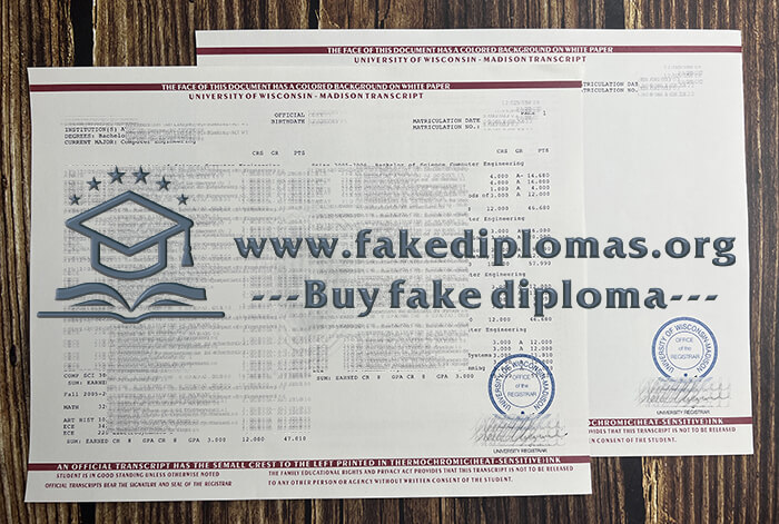 Buy University of Wisconsin Madison fake transcript, Fake UW Madison degree.