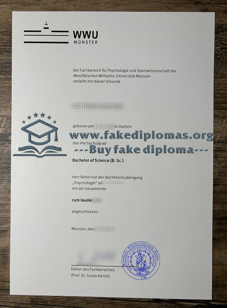 Buy Westfälische Wilhelms-Universität Münster fake diploma, Fake WWU degree.