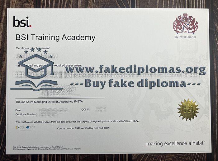 Order BSI Training Academy fake diploma online.