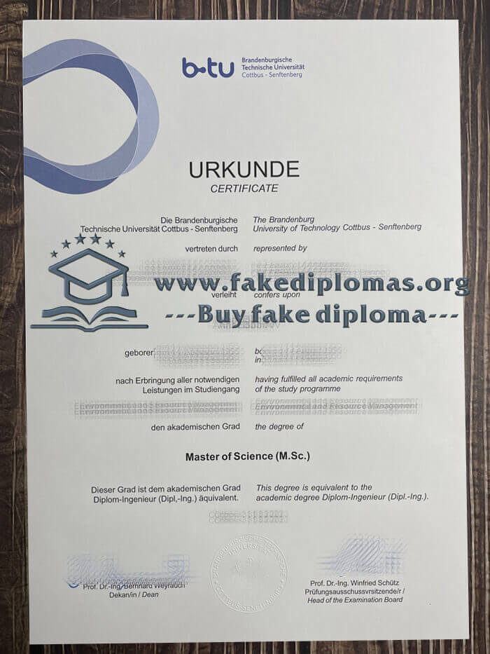 Buy Brandenburgische Technische Universität fake diploma, Fake BTU degree.