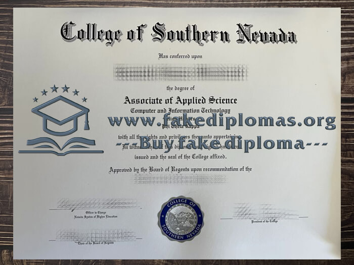 Buy College of Southern Nevada fake diploma, Fake CSN degree.