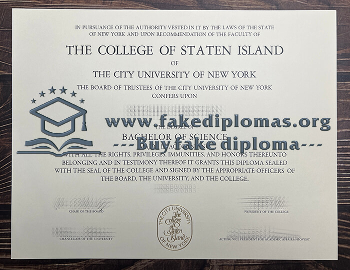 Buy College of Staten Island fake diploma, Fake CSI degree.