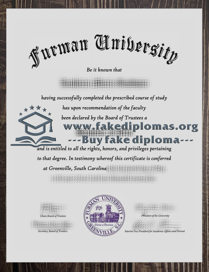 Buy Furman University fake diploma, Fake Furman University degree.