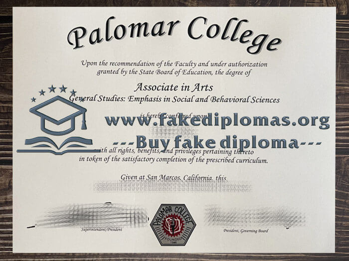 Buy a Palomar College fake diploma, Fake Palomar College certificate.