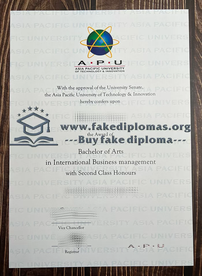 Buy Asia Pacific University fake diploma, Fake APU degree.