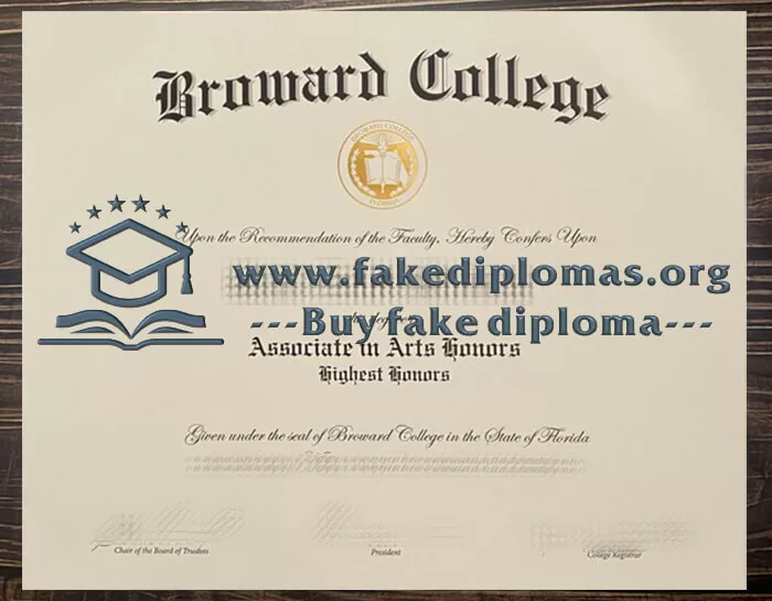 Buy Broward College fake diploma online, Fake Broward College certificate.