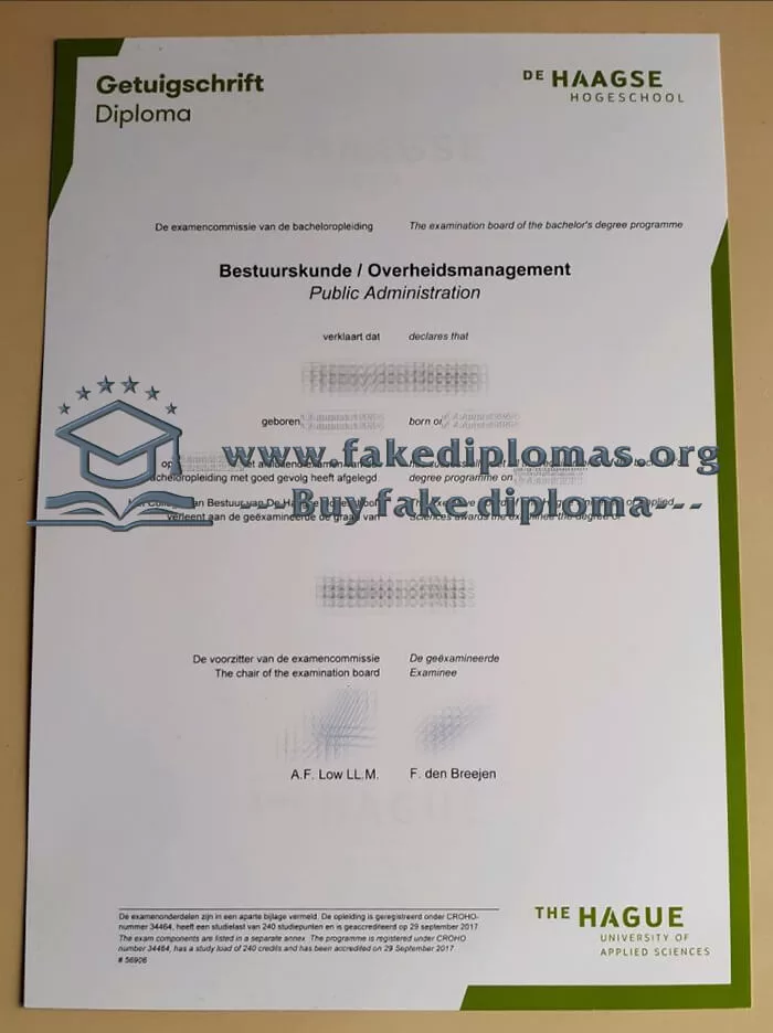 Buy De Haagse Hogeschool fake certificate.