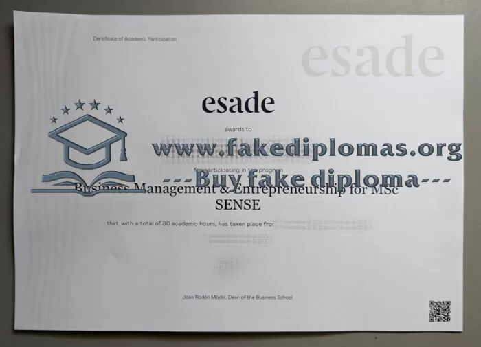 Buy ESADE Business School MSc fake certificate.