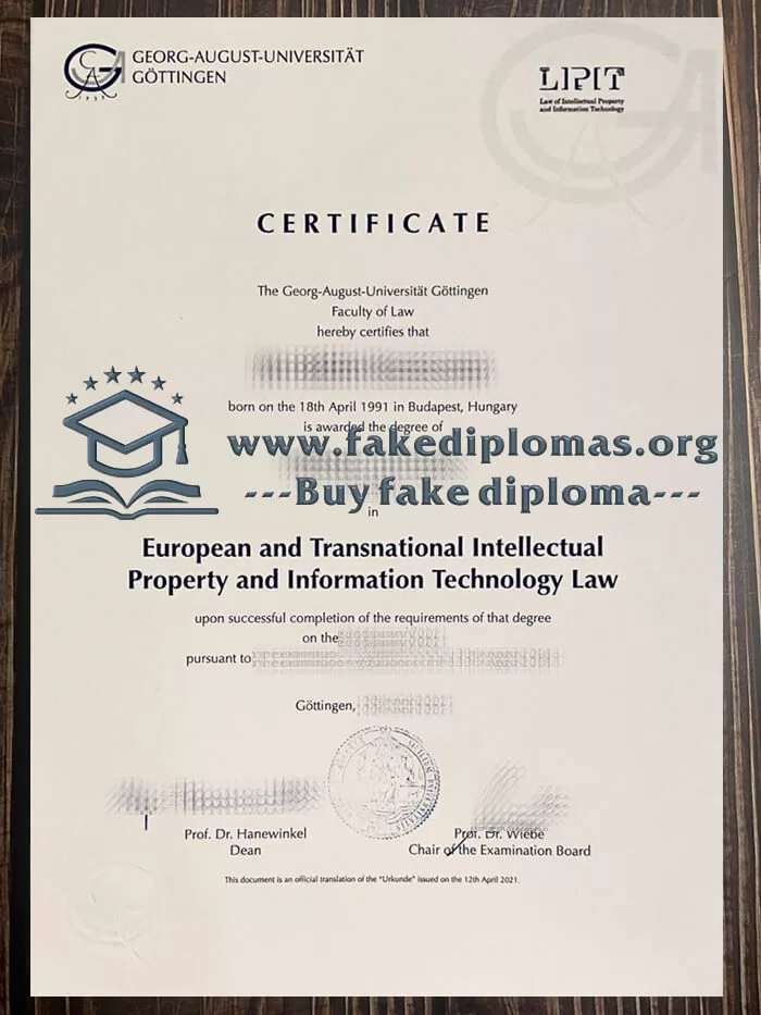 Buy Georg August Universität Göttingen fake diploma online.