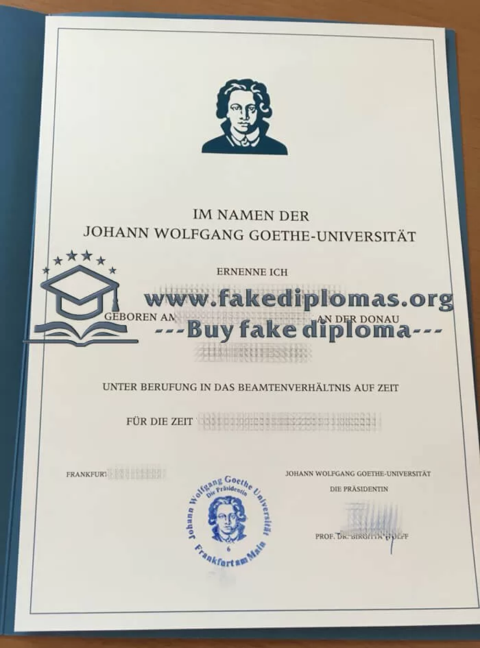 Buy Johann Wolfgang Goethe Universität fake certificate.