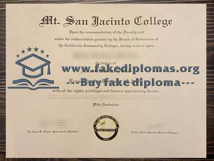 Buy Mt San Jacinto College fake diploma, Fake MSJC degree.