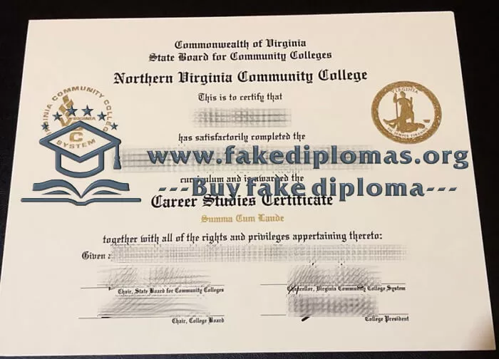 Buy Northern Virginia Community College fake diploma.