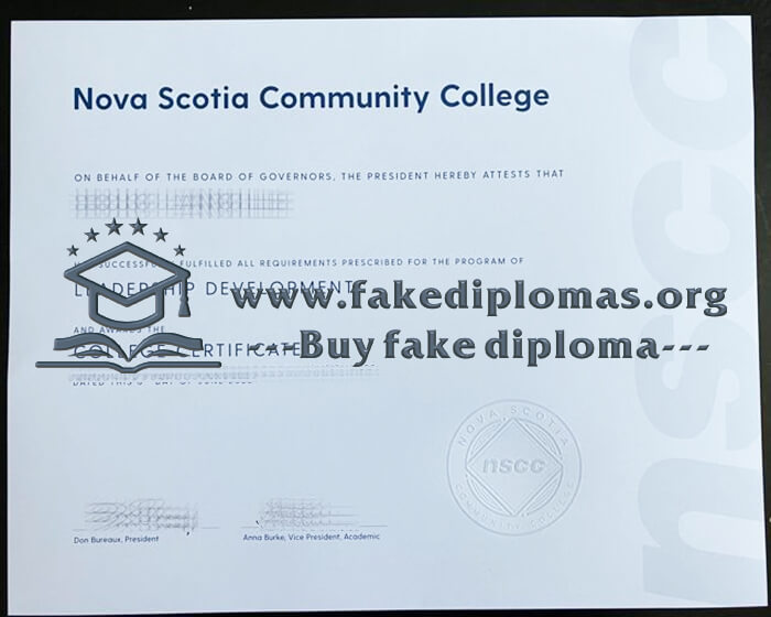 Buy Nova Scotia Community College fake diploma, Fake NSCC degree.