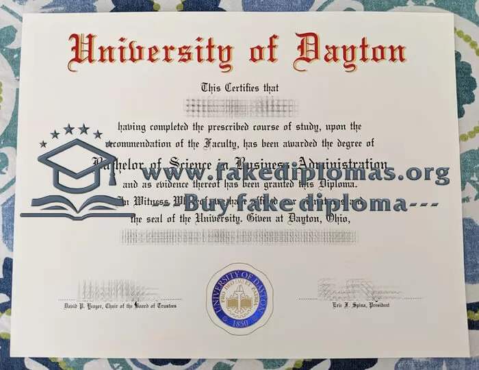 Buy University of Dayton fake diploma, Fake University of Dayton degree.