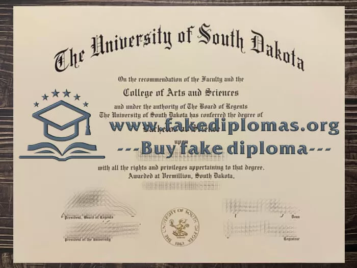 Buy University of South Dakota fake diploma, Fake USD degree.