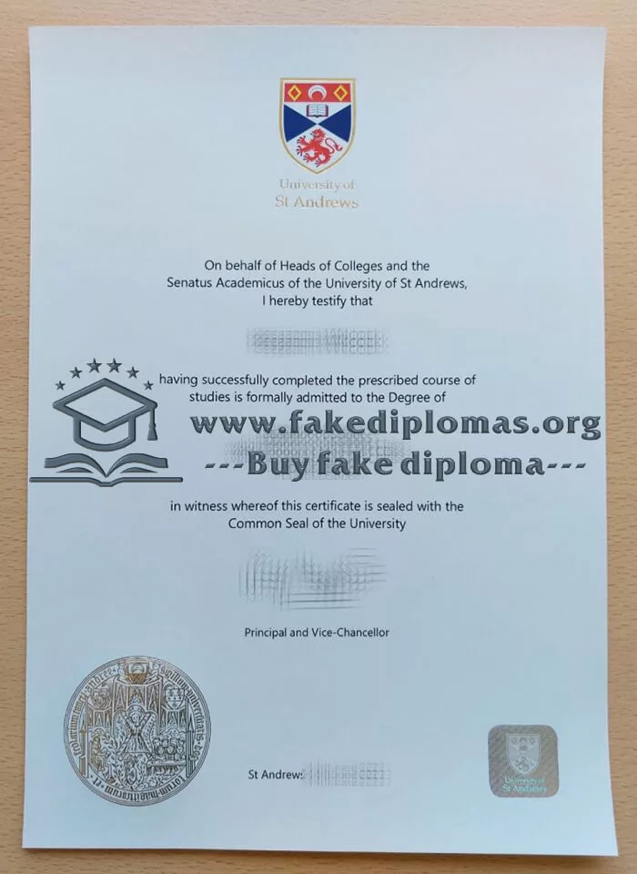 Buy University of St Andrews fake diploma.