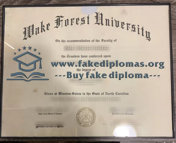 Fake Wake Forest University diploma, Fake WFU degree.