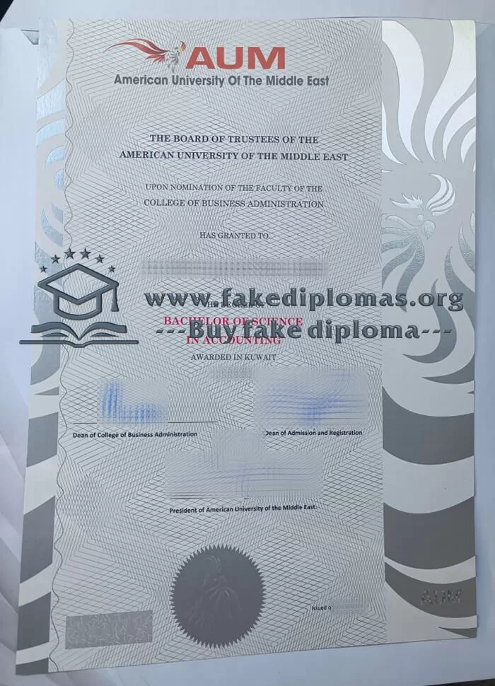 Buy American University of the Middle East fake diploma.