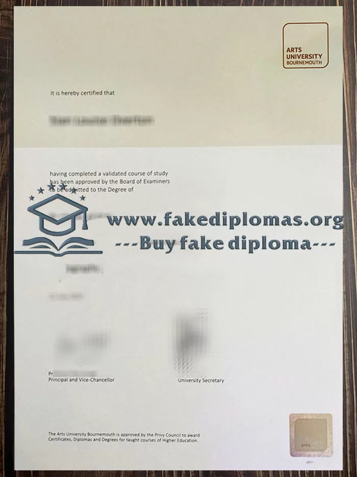 Buy Arts University Bournemouth fake diploma, Fake AUB degree.