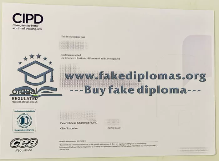 Buy Chartered Institute of Personnel and Development fake diploma, Fake CIPD certificate.