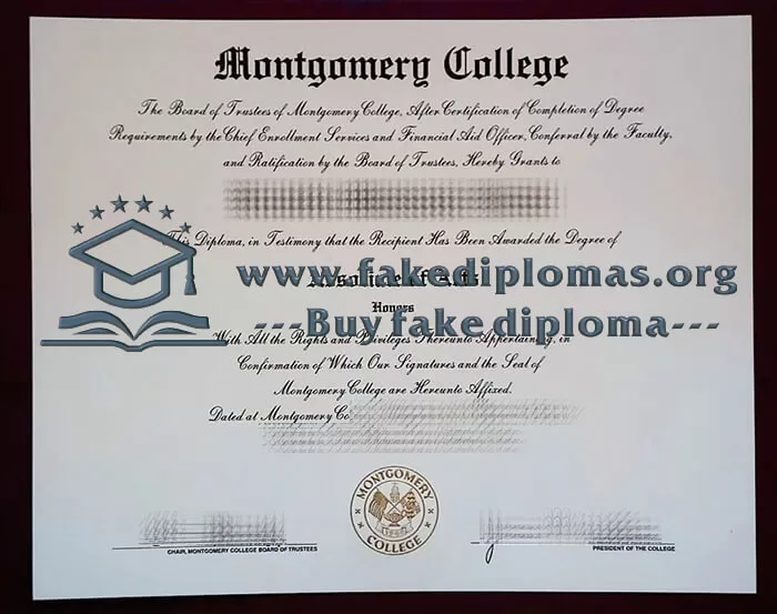 Buy Montgomery College fake diploma, Fake Montgomery College degree.