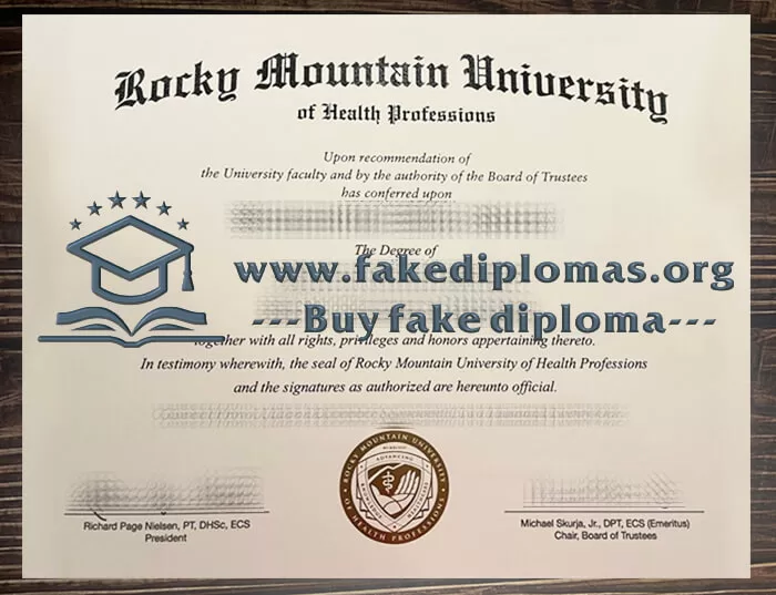 Fake Rocky Mountain University of Health Professions diploma.