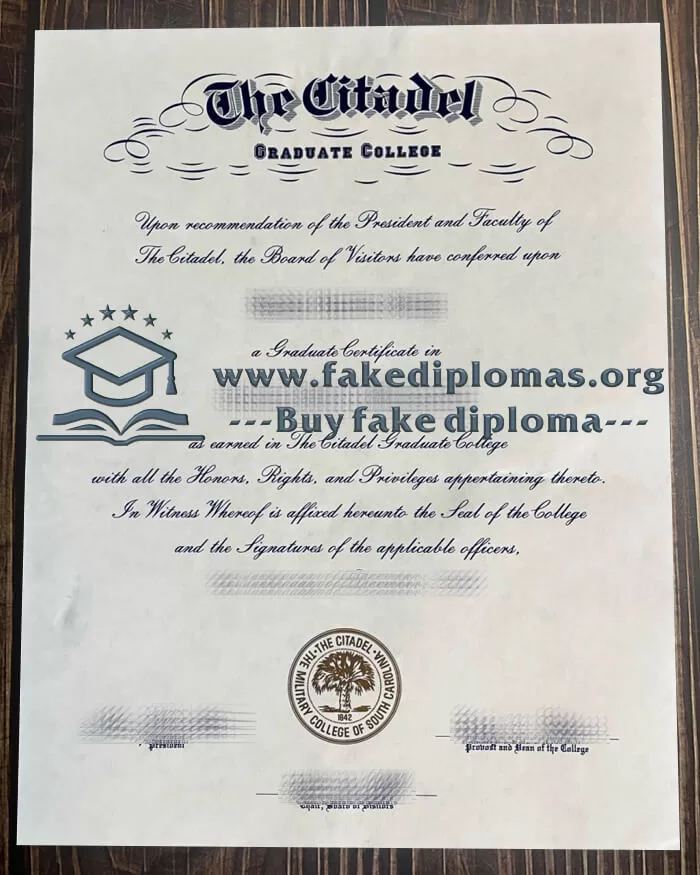 Buy The Citadel fake certificate, Make The Citadel certificate.