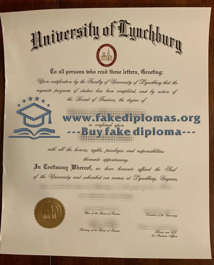 Buy University of Lynchburg fake diploma online.