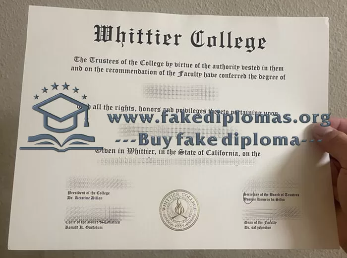 Buy Whittier College fake diploma, Fake a Whittier College degree.