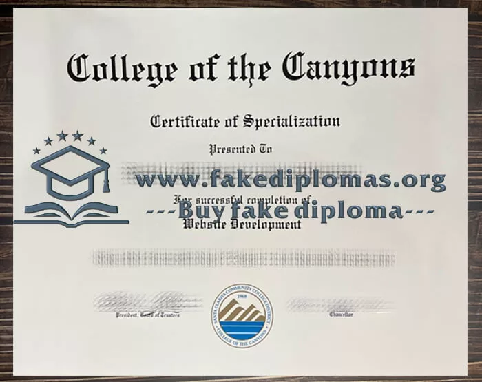 Buy College of the Canyons fake diploma, Fake a COC certificate.