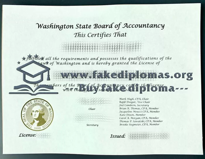 Buy Washington CPA license fake certificate.